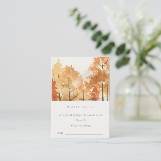 錆びオレンジ秋ツリーおむつラッフルベビーシャワー エンクロージャーカード (スタンド正面)