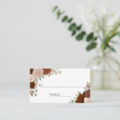 錆びオレンジ結婚バラ書の護衛カード プレイスカード (スタンド正面)