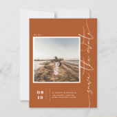 錆びオレンジ | 写真モダンミニマルの日付を保存 マグネット招待状 (正面)