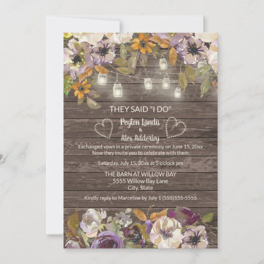 錆びクリームフローラウッドストリングライトエロペメント 招待状 (正面)