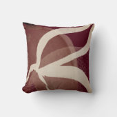 錆びクリーム&ブルゴーニュ芸術的抽象芸術水彩 クッション (正面)