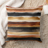 錆びコーヒーアイボリーとブラックストライプ クッション (ブランケット)
