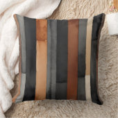 錆びコーヒーグレーと黒のストライプ クッション (ブランケット)