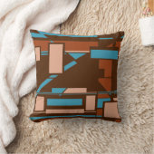 錆びターコイズベージュブラウンサウスウエストルックモザイク クッション (ブランケット)