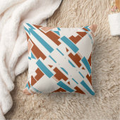錆びターコイズベージュホワイトダイアゴナルサウスウエストルック クッション (ブランケット)