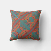 錆びティール（緑がかった色）オレンジ南西ルック対角タイル クッション (裏面)