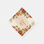 錆びテラコッタフラワーサンクスギビングディナー スタンダードカクテルナプキン (角)