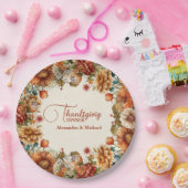 錆びテラコッタフラワーサンクスギビングディナー ペーパープレート (パーティー)