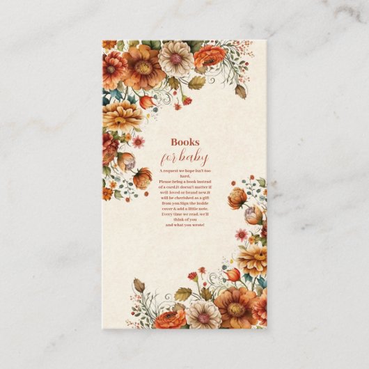 錆びテラコッタフラワーベビーシャワーブズベビー エンクロージャーカード (正面)