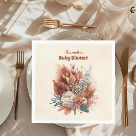 錆びテラコッタフラワーベビーシャワー スタンダードカクテルナプキン