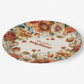 錆びテラコッタフラワーベビーシャワー ペーパープレート (アングル)