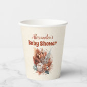 錆びテラコッタフラワーベビーシャワー 紙コップ (正面)
