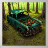 錆びバラ-自然フローイングアートスタイル ポスター (正面)