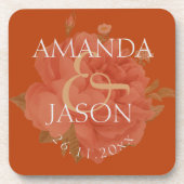 錆びフローラかわいいかわいらしテラコッタウェディングパーティー コースター (正面)