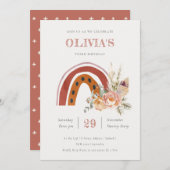 錆びボホフローラレインボニーエイジ誕生日招待状 サンキューカード (正面/裏面)
