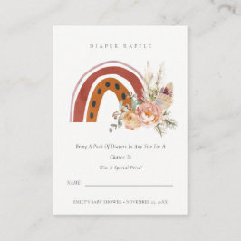錆びボホフローラレインボーおむつラッフルベビーシャワー エンクロージャーカード