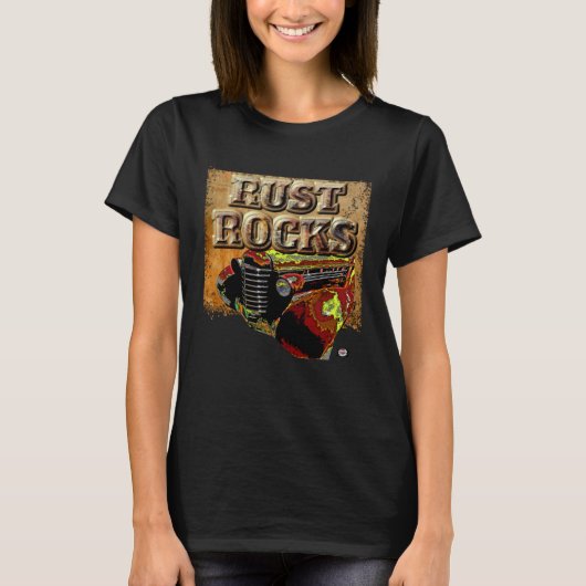 錆びロックス錆びた古いクラシック車 Tシャツ (正面)