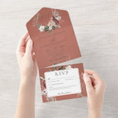 錆びヴィンテージフローラリースノディナー オールインワン招待状 (貼ってはがせる)
