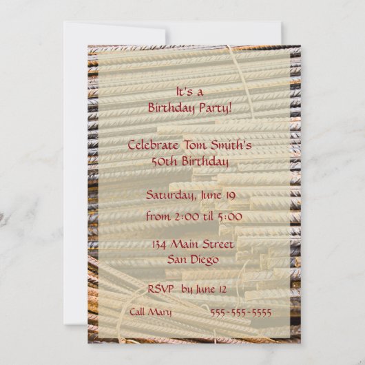 錆び付いた鉄筋金属棒 招待状 (裏面)