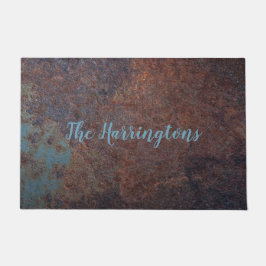 錆び付フェイクいたメタル名前をカスタムするドアマット ドアマット