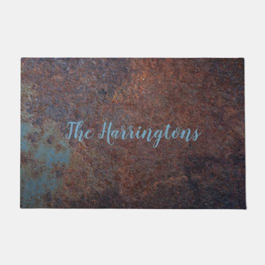 錆び付フェイクいたメタル名前をカスタムするドアマット ドアマット (正面)
