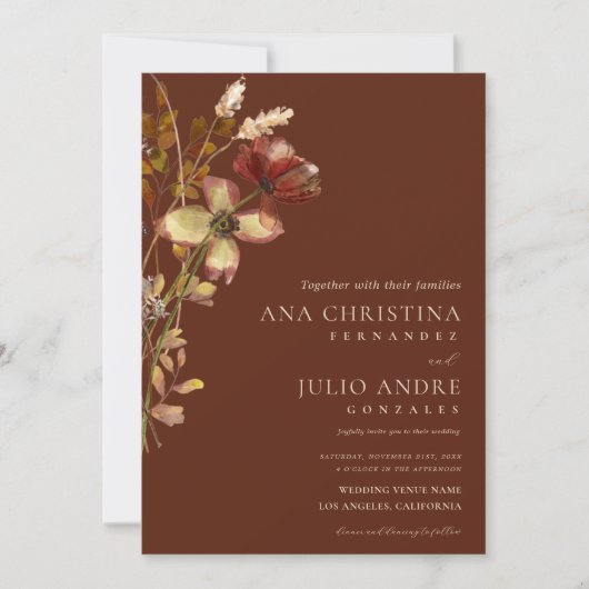 錆び山花秋秋の写真Webサイ結婚ト 招待状 (正面)