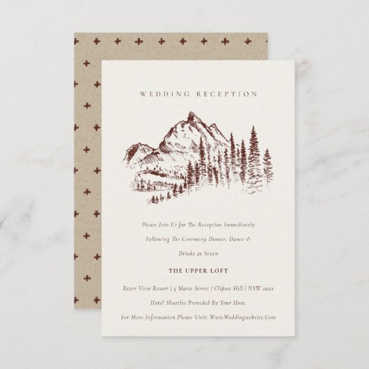 錆び松の森の山のスケッチ結婚披露宴 エンクロージャーカード (正面/裏面)