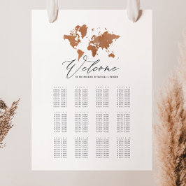 錆び水彩世界地図結婚のシーティングプラン フォトプリント           
