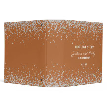 錆び焦げオレンジ色の銀グリッター結婚のスクラップブック