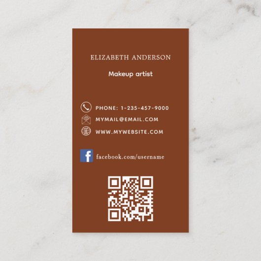 錆び燃えたオレンジ色のロゴQrコードFacebook 名刺 (裏面)