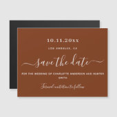 錆び燃えたオレンジ色の結婚式は日付磁石を保存 マグネット招待状 (正面/裏面)