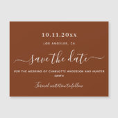 錆び燃えたオレンジ色の結婚式は日付磁石を保存 マグネット招待状 (正面)