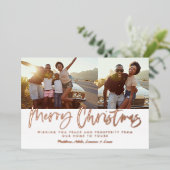 錆び白スクリプトのクリスマス2写真ホリデー 箔シーズンカード (立ち正面)