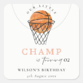 錆び私たちの小さなチャンプバスケ任意の年齢誕生日 スクエアシール (正面)