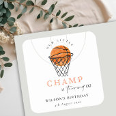 錆び私たちの小さなチャンプバスケ任意の年齢誕生日 スクエアシール