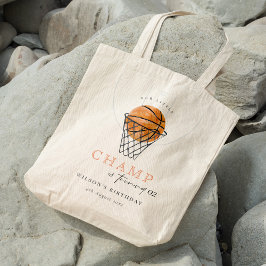 錆び私たちの小さなチャンプバスケ任意の年齢誕生日 トートバッグ