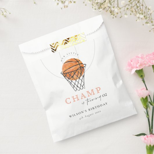 錆び私たちの小さなチャンプバスケ任意の年齢誕生日 フェイバーバッグ (封をした状態)