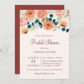 錆び秋フローラフィールドフラワーオータムブライダルシャワー 招待状 (正面/裏面)