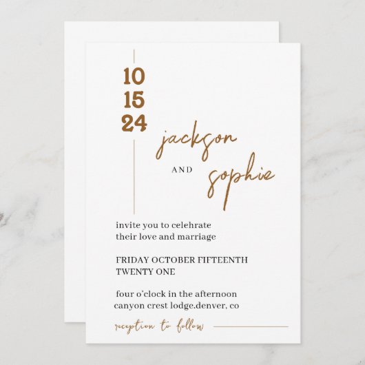 錆び結婚式招待状結婚ズデザートボホ 招待状 (正面/裏面)