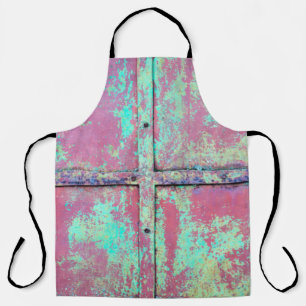 錆び絵を描の付いた古い緑の壁。グランジr エプロン