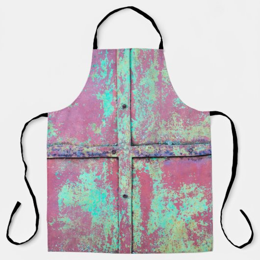 錆び絵を描の付いた古い緑の壁。グランジr エプロン (正面)