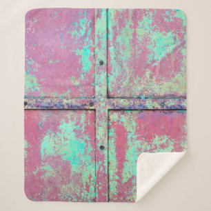 錆び絵を描の付いた古い緑の壁。グランジr シェルパブランケット