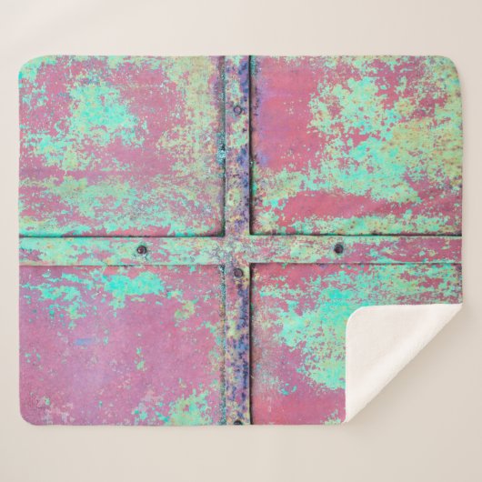 錆び絵を描の付いた古い緑の壁。グランジr シェルパブランケット (正面(横))