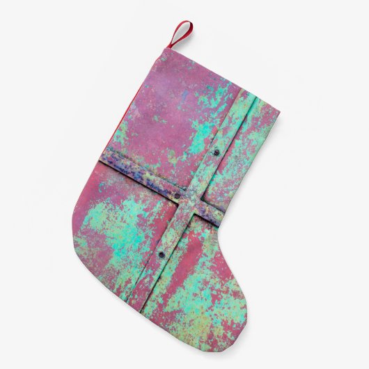錆び絵を描の付いた古い緑の壁。グランジr スモールクリスマスストッキング (正面 (吊り時))