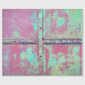 錆び絵を描の付いた古い緑の壁。グランジr ラッピングペーパー (フラット)