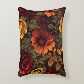 錆び色ヴィンテージフローラプリント アクセントクッション (正面(垂直))