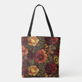 錆び色ヴィンテージフローラプリント トートバッグ (裏面)