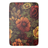 錆び色ヴィンテージフローラプリント バスマット (正面縦)