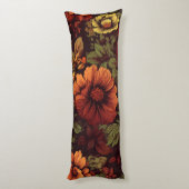 錆び色ヴィンテージフローラプリント ボディピロー (裏面 (縦))