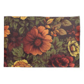 錆び色ヴィンテージフローラプリント 枕カバー (裏面)